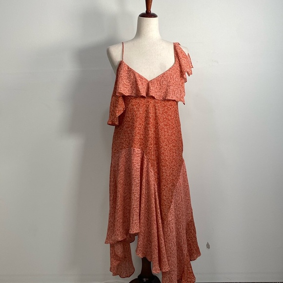 Joie Silk Dress One Shoulder Handkerchief XS Missing Belt - Picture 3 of 10